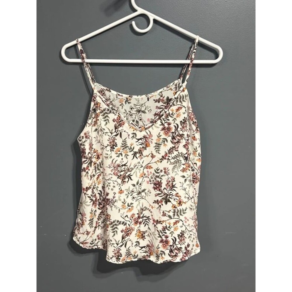 Forever 21 Floral Spaghetti Strap Cami Top Cream Western Rustic Boho Tank